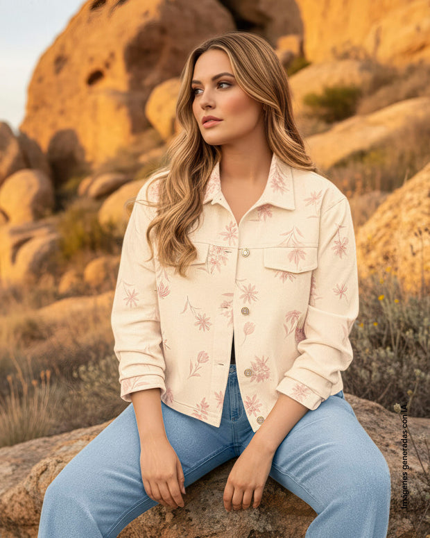 Chaqueta en denim estampada