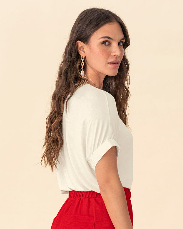 Camiseta básica manga corta con elástico ancho