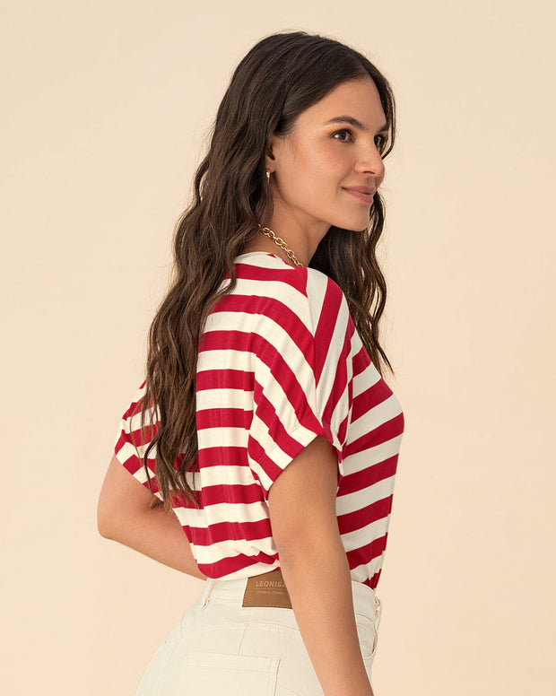 Camiseta básica manga corta con elástico ancho