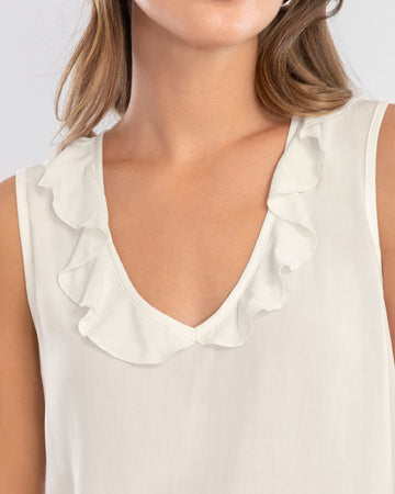 Camiseta manga sisa con bolero en escote#color_000-blanco