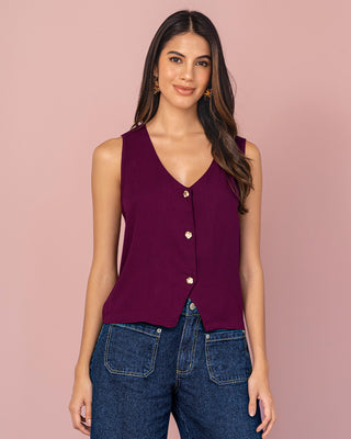 Chaleco de silueta semiajustada#color_c37-borgona