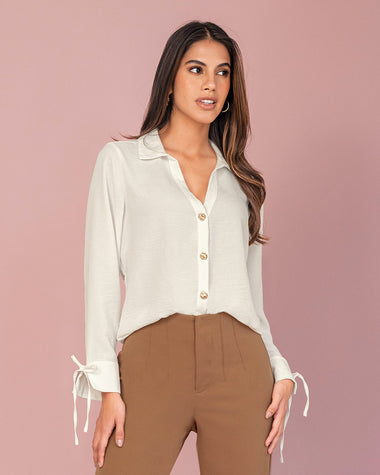 Camisa en tela corrugada#color_018-marfil