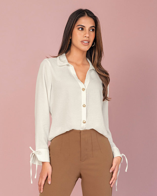 Camisa en tela corrugada