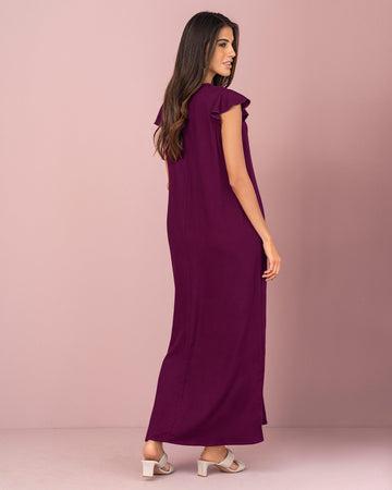 Vestido largo con taches y ojaletes metálicos#color_c37-borgona