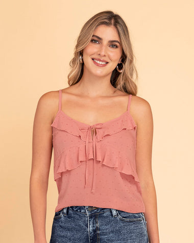 Camiseta de tiritas con boleros elaborada en tela con relieve#color_c27-palo-de-rosa