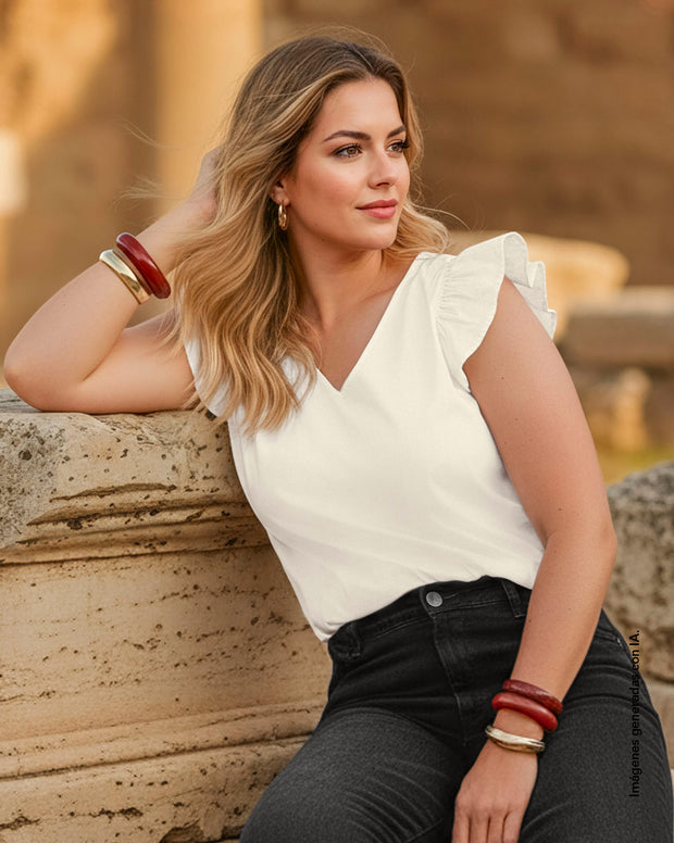 Camiseta en algodón con bolero en mangas