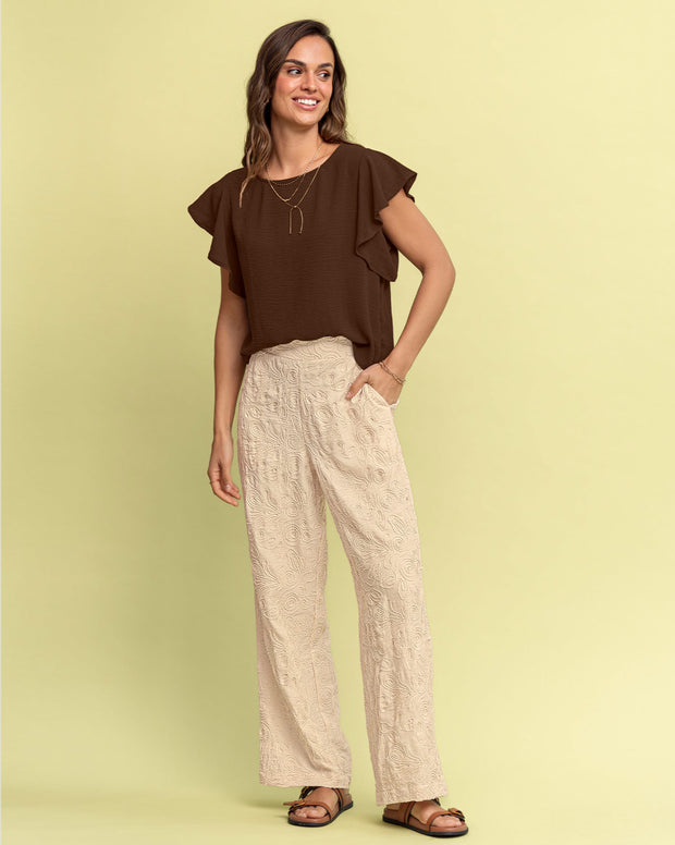 Blusa con boleros en mangas en tela craquelada