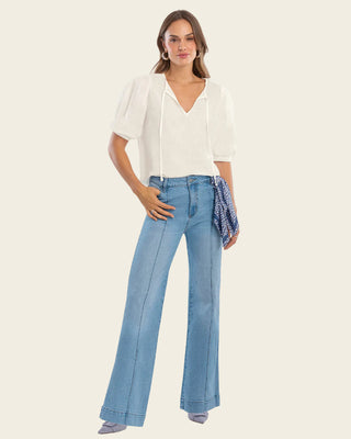 Blusa con tiras para anudar en escote#color_018-marfil