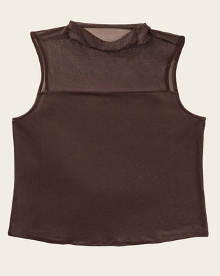 Blusa manga sisa con detalle en mesh en la parte superior#color_c24-cafe-medio