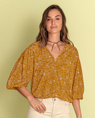 Blusa estampada de mangas 3/4#color_001-floral