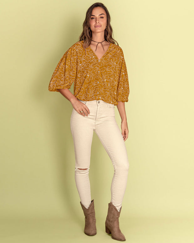 Blusa estampada de mangas 3/4