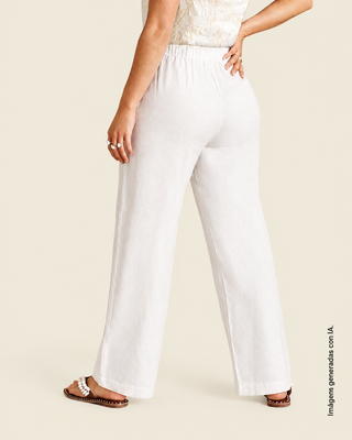 Pantalón bota recta con bolsillos bordados#color_018-marfil
