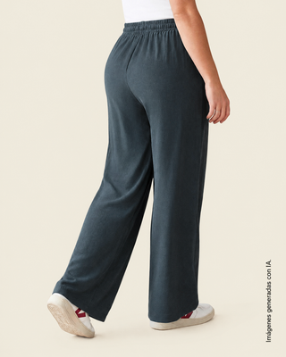 Pantalón de silueta amplia en tela craquelada#color_c13-gris-oscuro