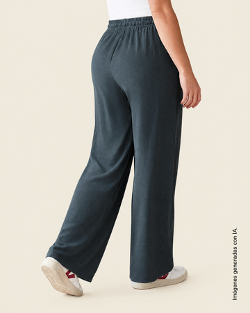 Pantalón de silueta amplia en tela craquelada#color_c13-gris-oscuro