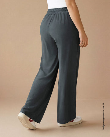 Pantalón de silueta amplia en tela craquelada#color_c13-gris-oscuro