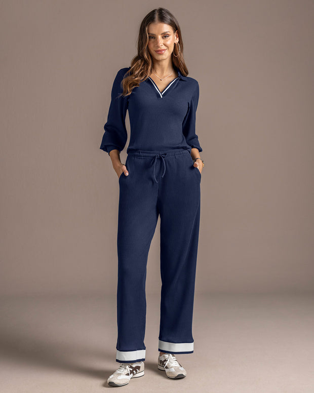 Pantalón bota recta en tela acanalada