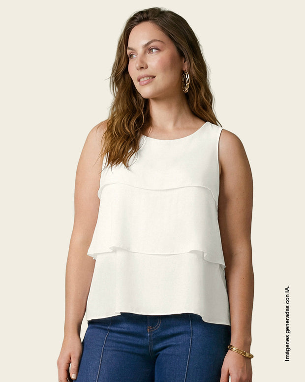 Blusa manga sisa con boleros en frente