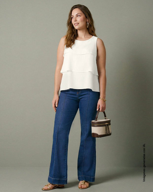 Blusa manga sisa con boleros en frente