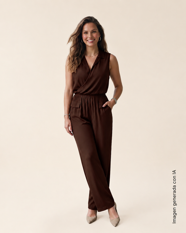 Enterizo largo amplio con escote cruzado#color_c24-cafe