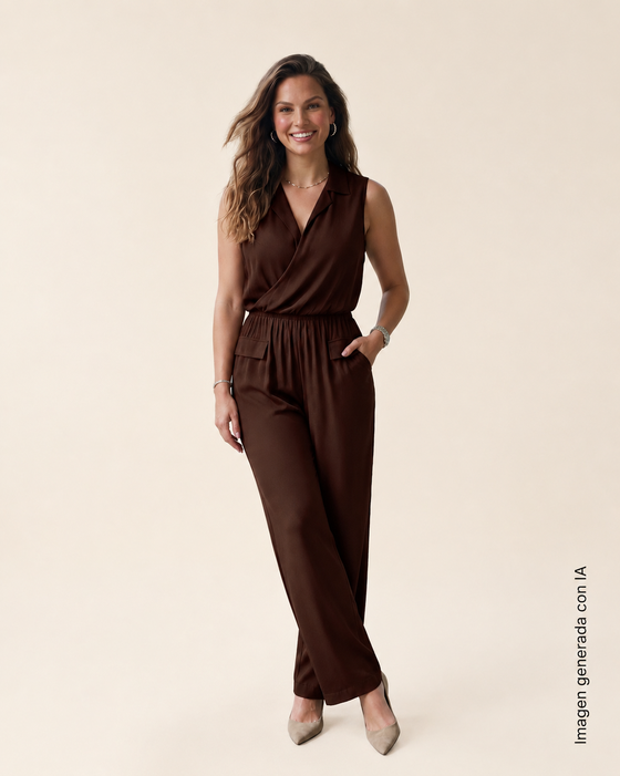 Enterizo largo amplio con escote cruzado#color_c24-cafe