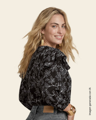 Blusa manga 3/4 con boleros en hombros#color_008-flores