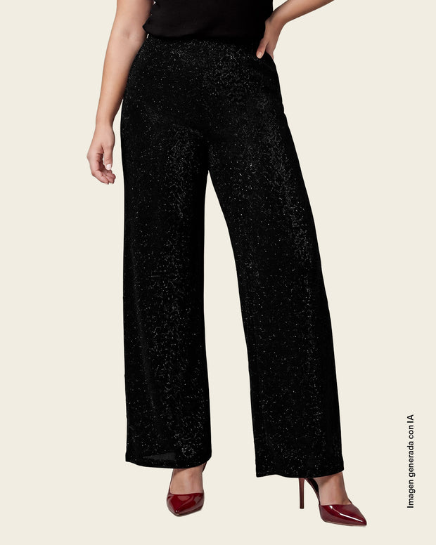 Pantalón bota recta con brillo