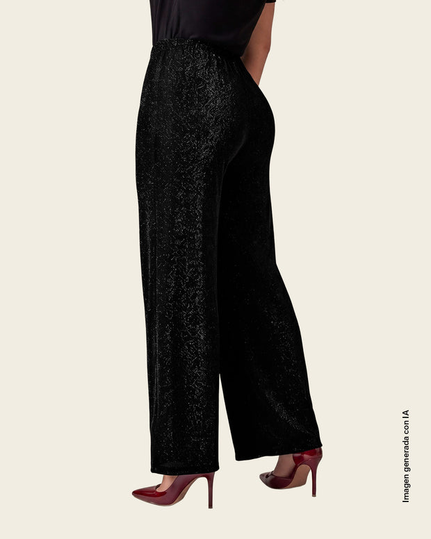 Pantalón bota recta con brillo