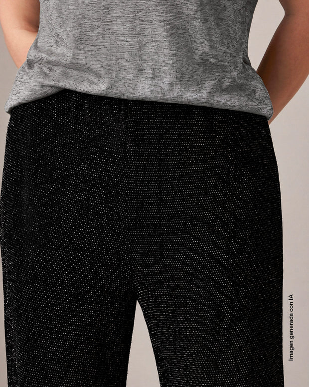 Pantalón bota recta con brillo