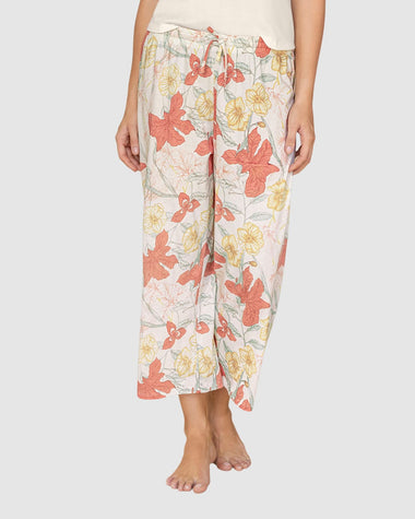 Pantalón largo con elástico en cintura y jareta funcional#color_153-marfil-estampado-flores