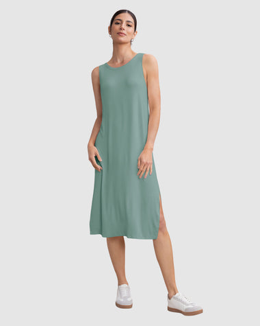 Vestido manga sisa silueta semiajustada multipropósito como pijama o exterior#color_198-verde-oliva