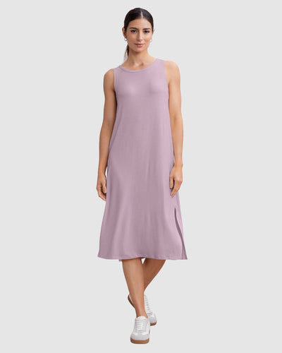 Vestido manga sisa silueta semiajustada multipropósito como pijama o exterior#color_422-lila