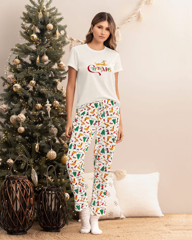 Pantalón de pijama para mujer con estampado de navidad#color_014-estampado-navidad