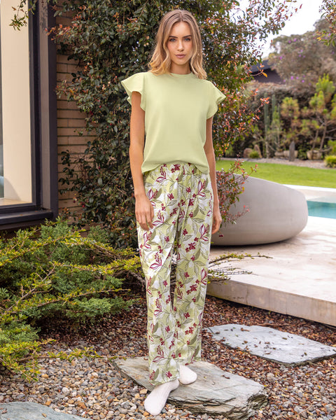 Camiseta manga corta con bolero en mangas#color_172-verde-limon