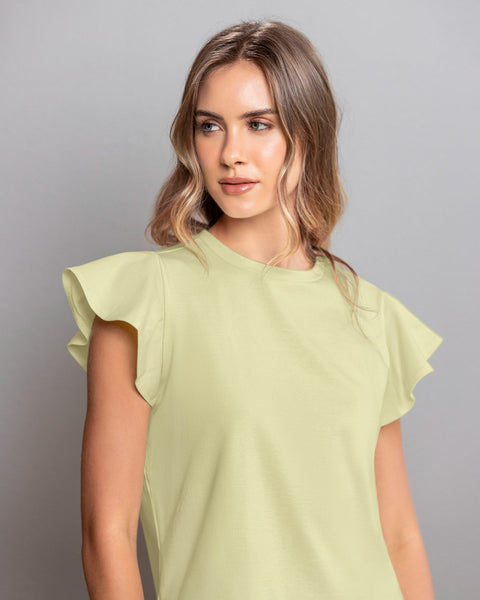 Camiseta manga corta con bolero en mangas#color_172-verde-limon