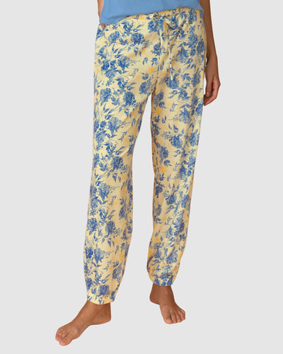 Pantalón tipo jogger con tira gruesa#color_086-amarillo-flores