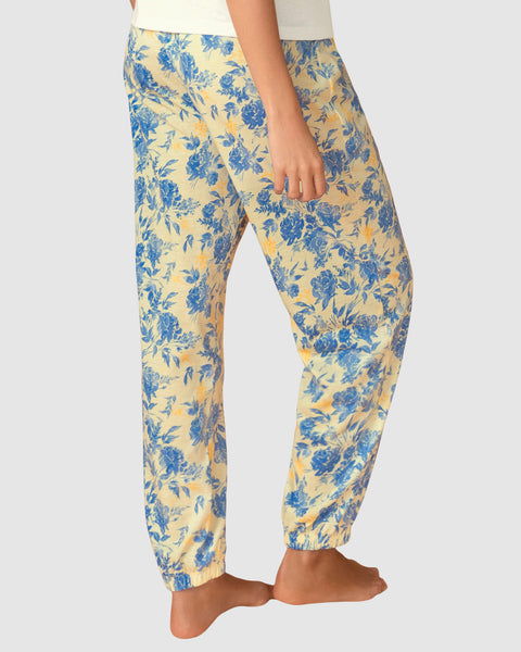 Pantalón tipo jogger con tira gruesa#color_086-amarillo-flores