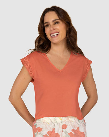 Camiseta manga corta con bolero en encaje#color_a89-terracota-oscuro