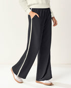 Pantalón de bota recta con elástico en cintura#color_700-negro