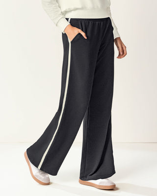 Pantalón de bota recta con elástico en cintura#color_700-negro