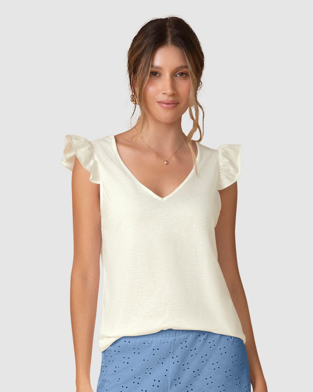 Camiseta con bolero en mangas
