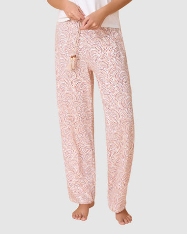 Pantalón exterior largo estampado de pijama#color_145-mini-hojas