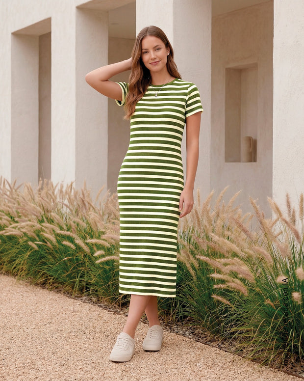 Vestido midi manga corta