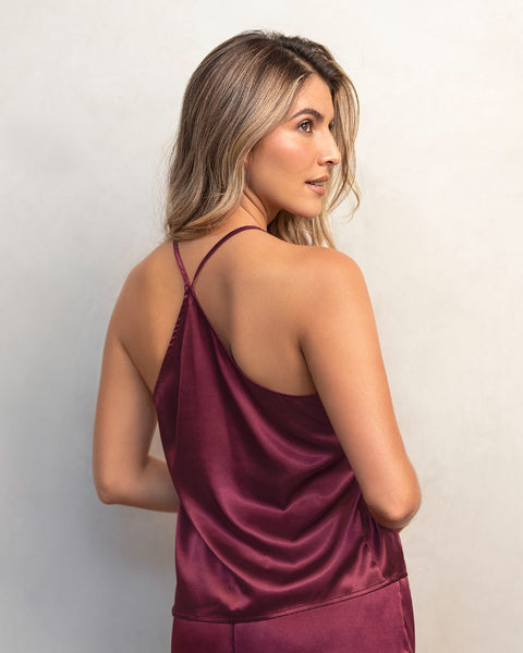 Blusa de tiritas satinada#color_c37-borgona