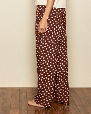 Pantalón largo estampado de pijama para mujer#color_a72-cafe-puntos