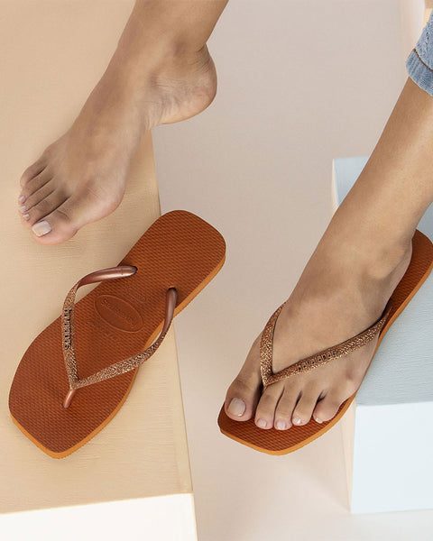 Sandalia Havaianas Slim Square Glitter Femeninas#color_242-naranja