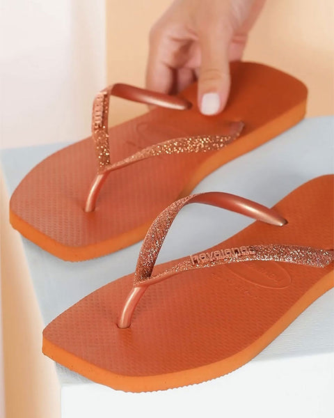 Sandalia Havaianas Slim Square Glitter Femeninas#color_242-naranja
