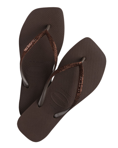 Sandalia Havaianas Slim Square Glitter Femeninas#color_835-cafe-osc