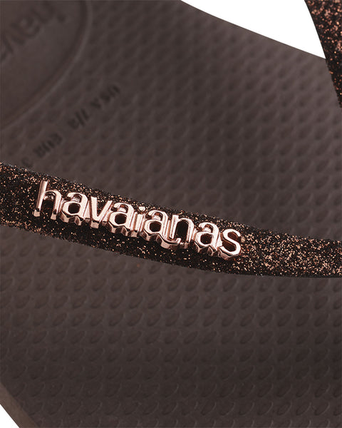 Sandalia Havaianas Slim Square Glitter Femeninas#color_835-cafe-osc