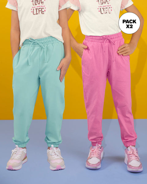 Paquete x 2 joggers infantiles#color_s05-verde-menta-y-rosado