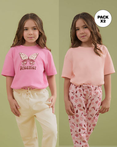 Paquete X2 camisetas manga corta infantiles#color_s01-rosado-y-rosado-estampado